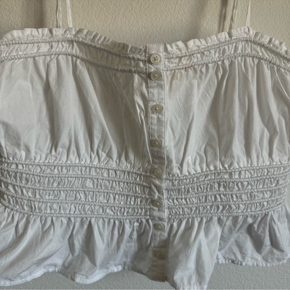 Madewell Smocked Button-Front Top in Poplin Size: M - Picture 7 of 11